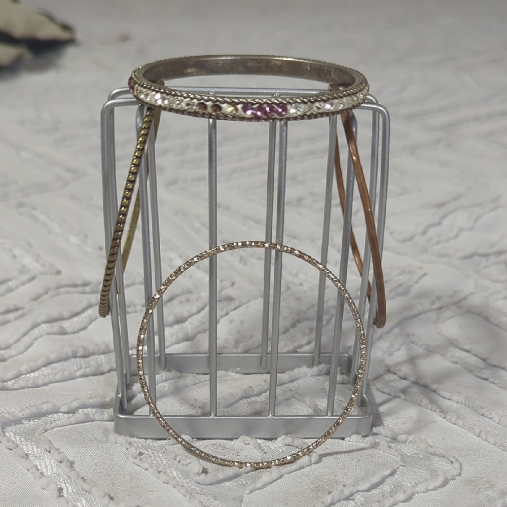 Mixed Metal Bangle Bracelet Set - Gold, Rose Gold, Silver